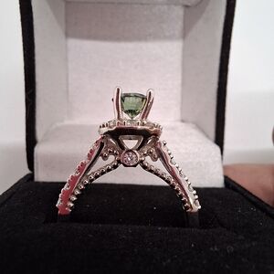 3.0ct Vivid Blue Green Moissanite Halo Ring - GRA Certified - VVS1 Sz6.5